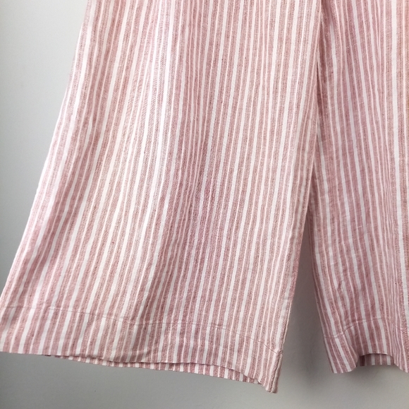 Thought Azalea Striped Pleated 100% Hemp Culottes in Blush Pink - Picture 5 of 8